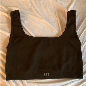 Set Active Box Cut Sports Bra Espresso